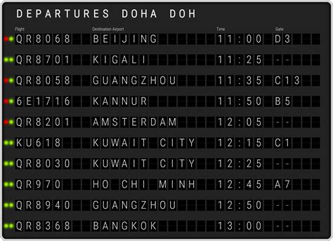 QR932 Flight Status departure Doha International Airport (DOH).